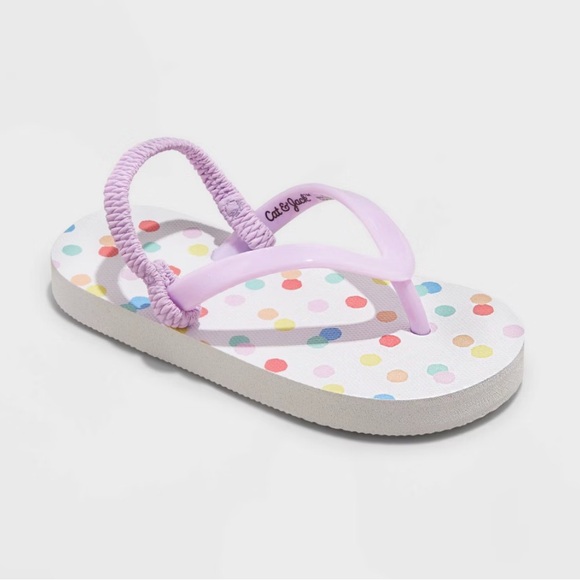 Cat & Jack Adrian Polkadot Girl’s Flip Flop Sandals Size 11/12 NWOT - Picture 1 of 4